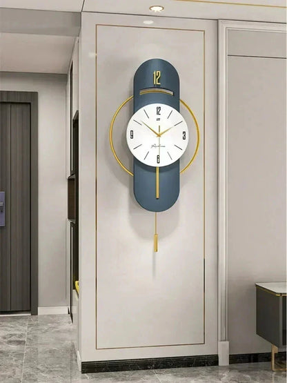 Large Nordic Luxury Wall Clock Modern Design Iron Living Room Swinging Wall Watch 2025