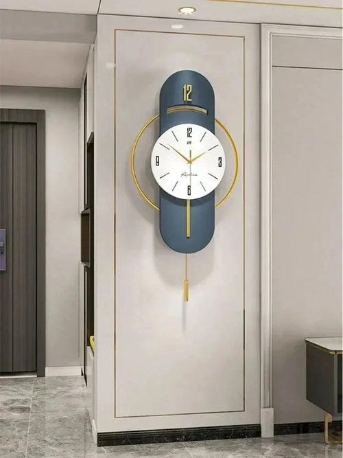 Large Nordic Luxury Wall Clock Modern Design Iron Living Room Swinging Wall Watch 2025