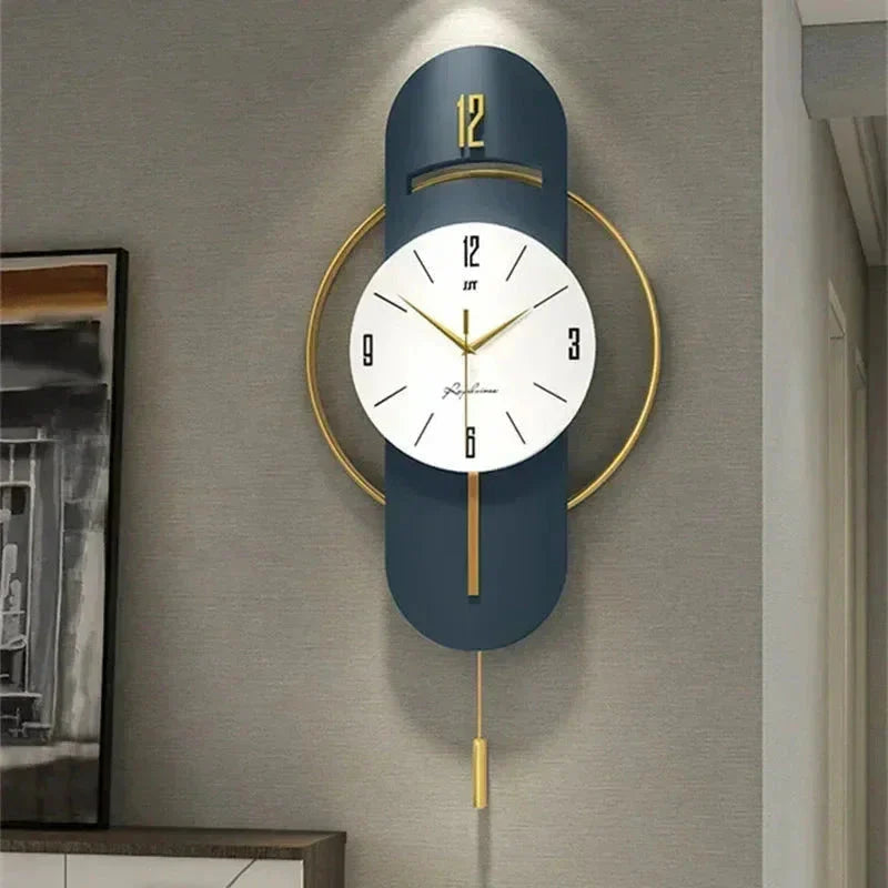 Large Nordic Luxury Wall Clock Modern Design Iron Living Room Swinging Wall Watch 2025