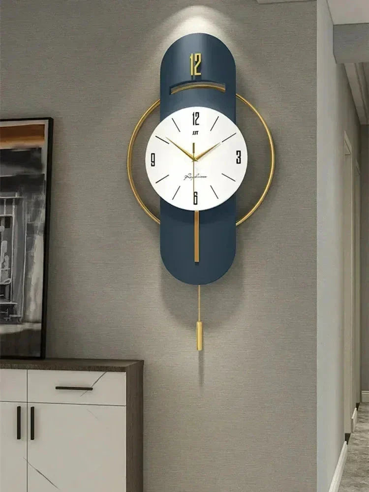 Large Nordic Luxury Wall Clock Modern Design Iron Living Room Swinging Wall Watch 2025