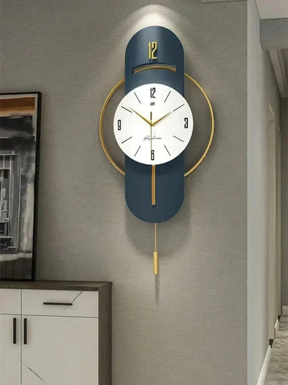 Large Nordic Luxury Wall Clock Modern Design Iron Living Room Swinging Wall Watch 2025